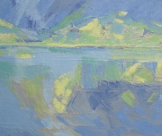 Horizon, printemps, collines et reflets (55×46)
