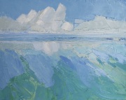 Petit horizon aux nuages blancs et à la mer turquoise (46x38)