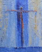 Croix ocre et bleue (46×38)