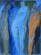 Femme bleue devant groupe (146×114)