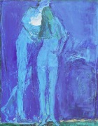 Couple bleu sur bleu, elle de dos (65×54)