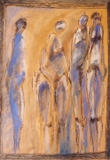 Femmes bleues sur ocre jaune (146×114)