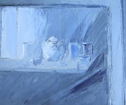 Vie silencieuse à la fenêtre bleue (61x50)